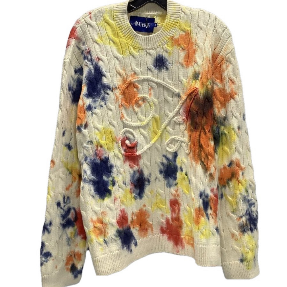 NEW AWAKE Men's Tie-Dye Appliqué Sweater - Size M - MultiCOLOR